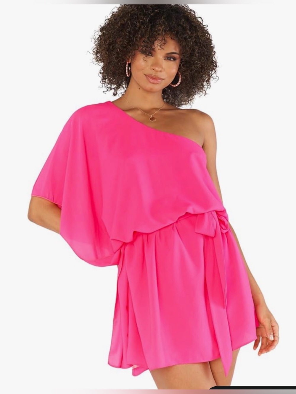 Show Me Your MUMU Trish One Shoulder Pink Pebble Dress Size Medium